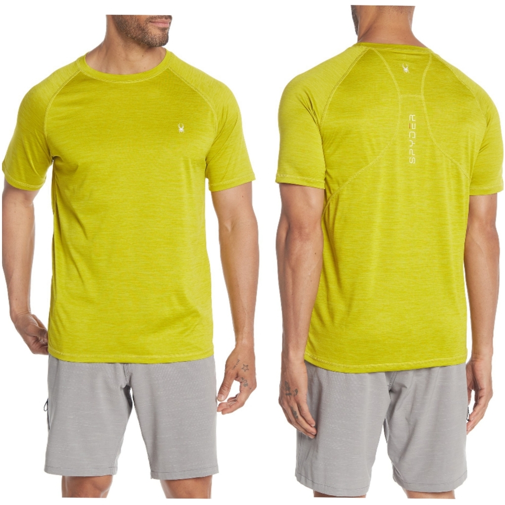 Spyder Hydro Series Heathered Blend Short Sleeve Rashguard In Sulphur size M
